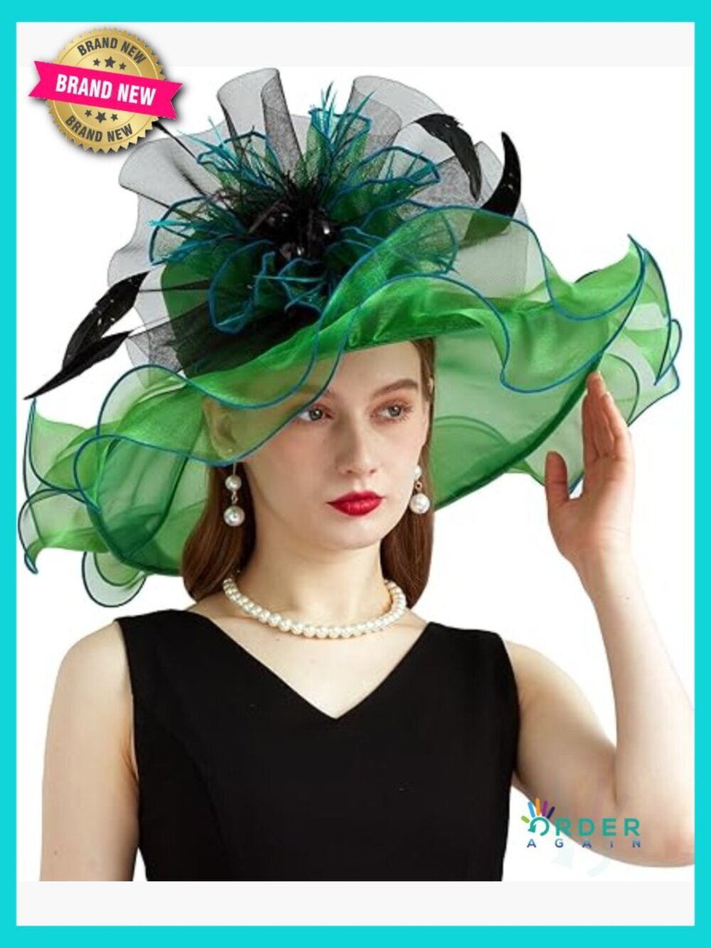 Organza Derby Hat Fascinator Tea Party Wedding Church Hat Dual-Use